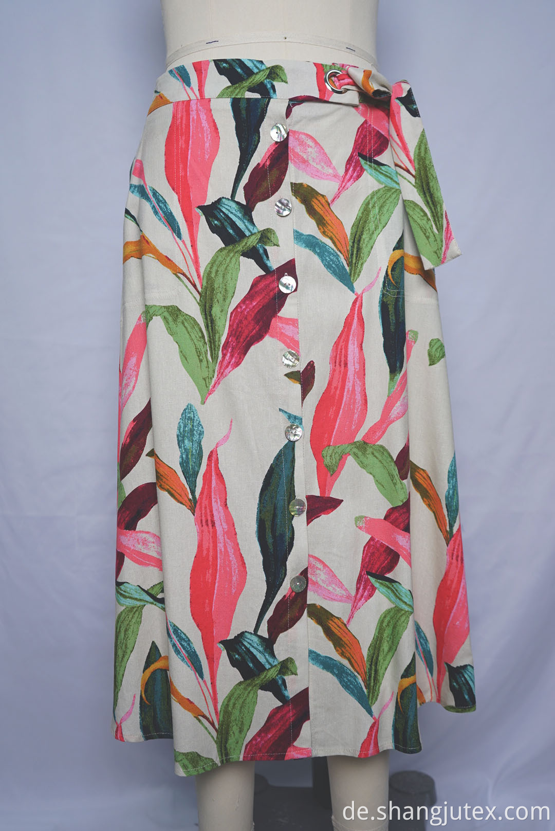front have button of women's skirt